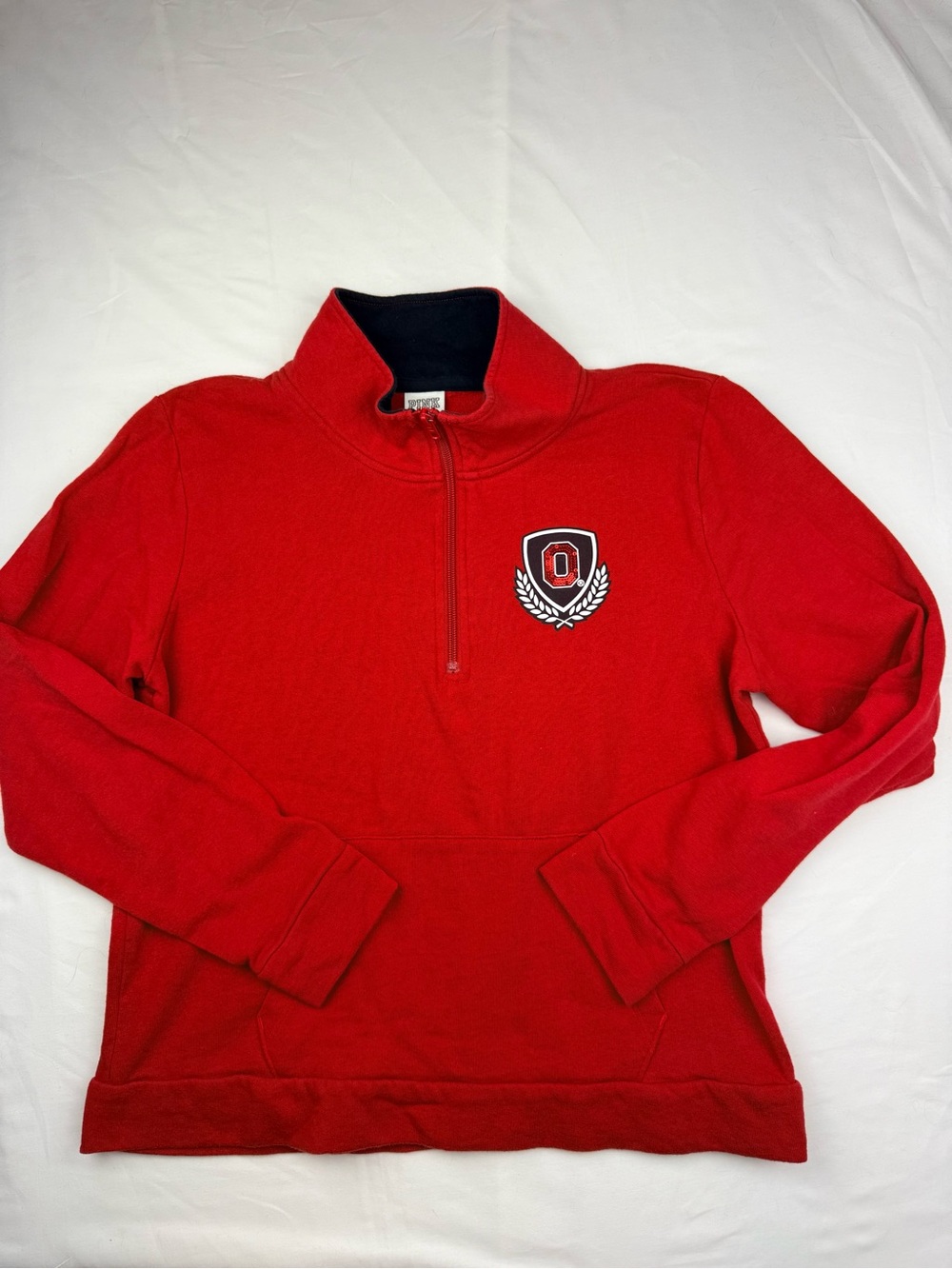 PINK VS Buckeyes Red Quarter-Zip Pullover with Crest Emblem